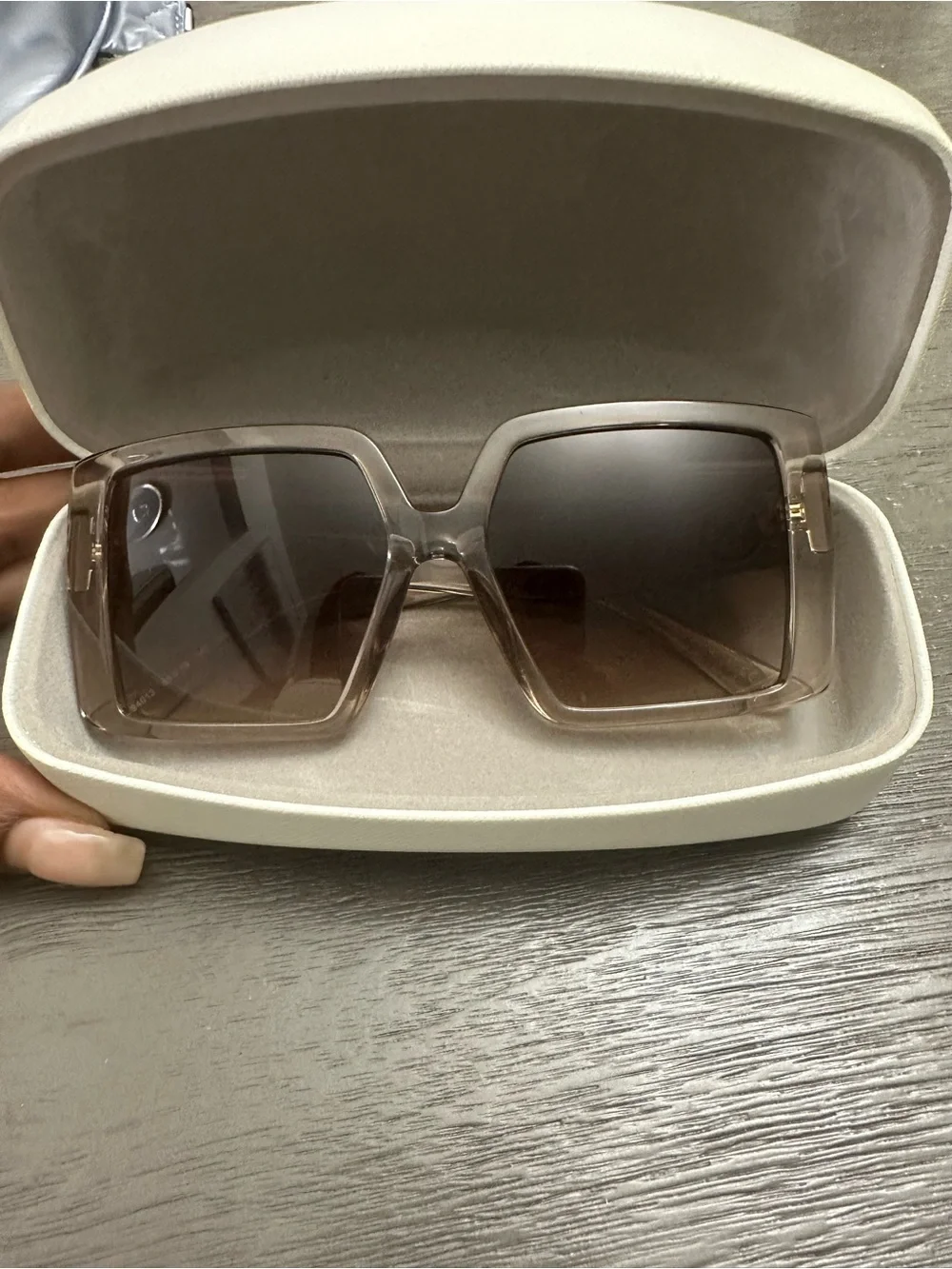 Michael Kors Sintra Oversized Square Sunglasses Clear Beige Gradient
